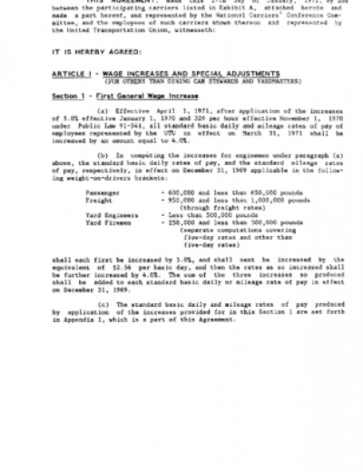 1972 NATIONAL AGREEMENT, MANNING AGREEMENT, TRAINING AGREEMENT