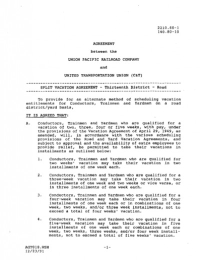 SPLIT VACATION: 13TH DISTRICT