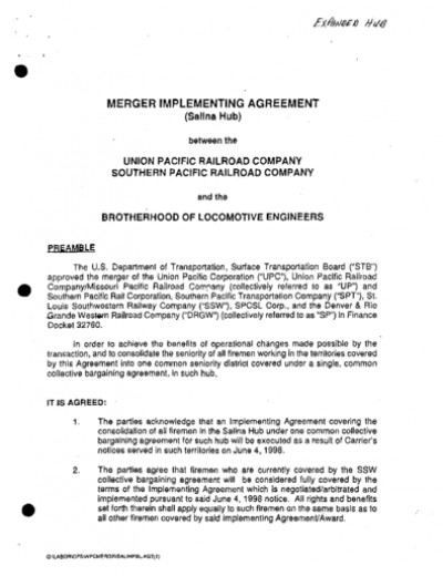 EXPANDED SALINA HUB AGREEMENT: BLE