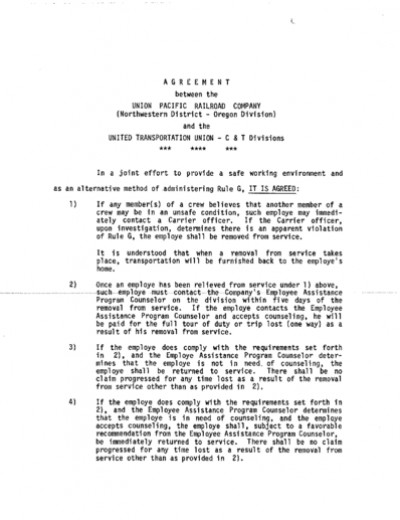 RULE G & COMPANION AGREEMENT: NWD