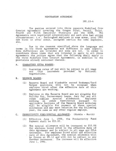 1990 CREW CONSIST COORDINATION AGREEMENT - NWD