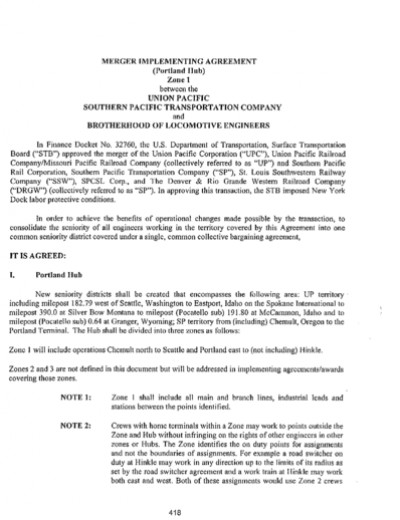 PORTLAND HUB AGREEMENT: ZONE 1 BLE