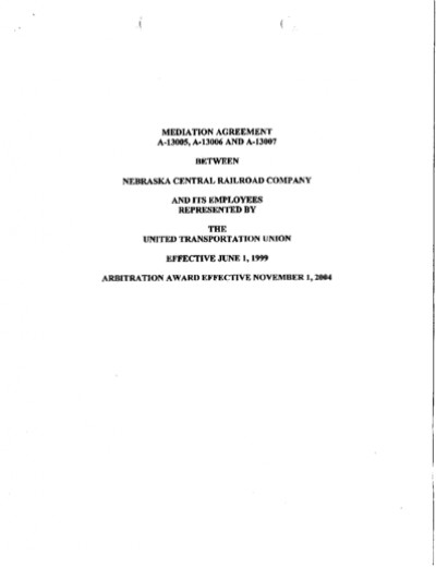2004 NEBRASKA CENTRAL RAILROAD AGREEMENT