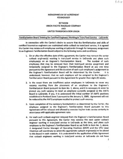 Familiarization Training: LaGrande