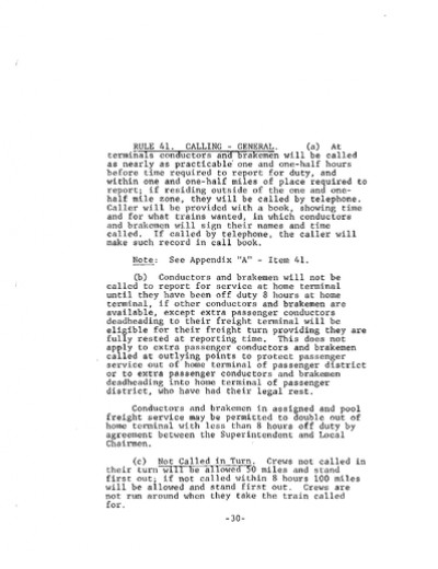 Rule 41: Calling- General