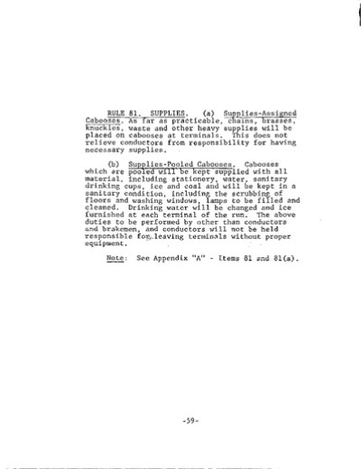 Rule 81: Supplies- Assinged Cabooses