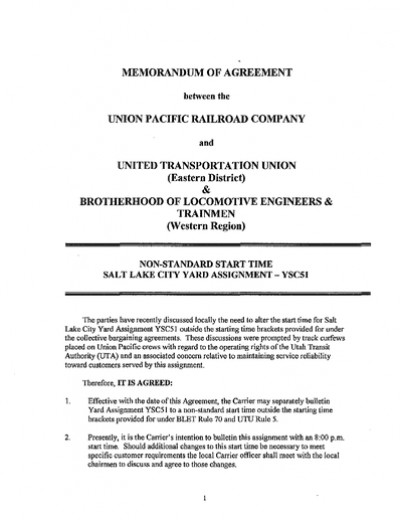 YSC51 NON-STANDARD START TIME