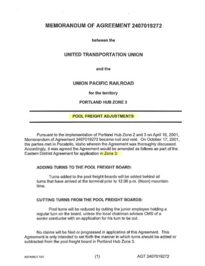 POOL FREIGHT ADJUSTMENTS, ADDING TURNS, CUTTING TURNS