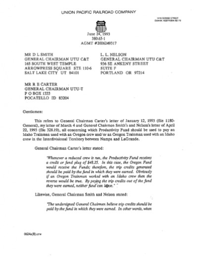 TRIP CREDITS: LA GRANDE-NAMPA