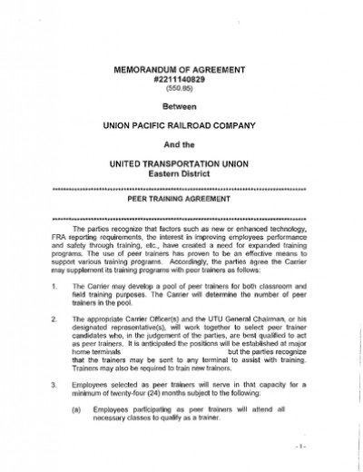 PEER TRAINING AGREEMENT