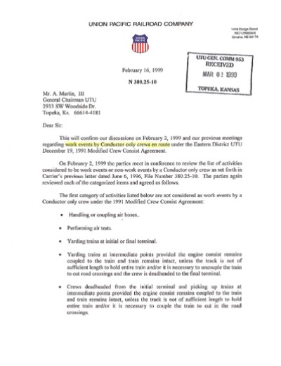 CREW CONSIST WORK EVENTS ENROUTE