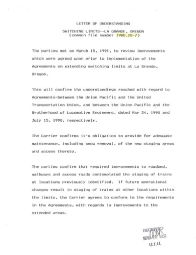 SWITCHING LIMITS- LA GRANDE