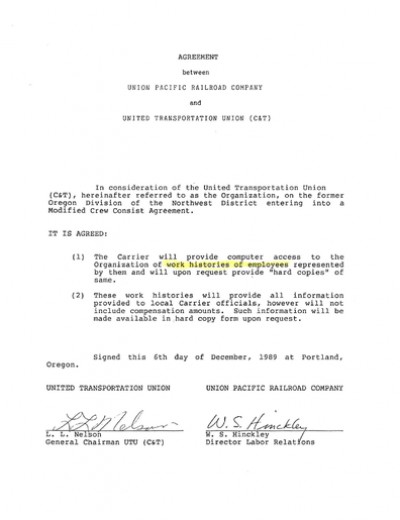 ACCESS TO WORK HISTORIES